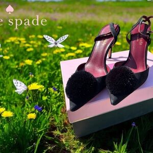 ♠️Kate Spade Amour Pom Pumps, Dancer Black NIB no wear size 9.5